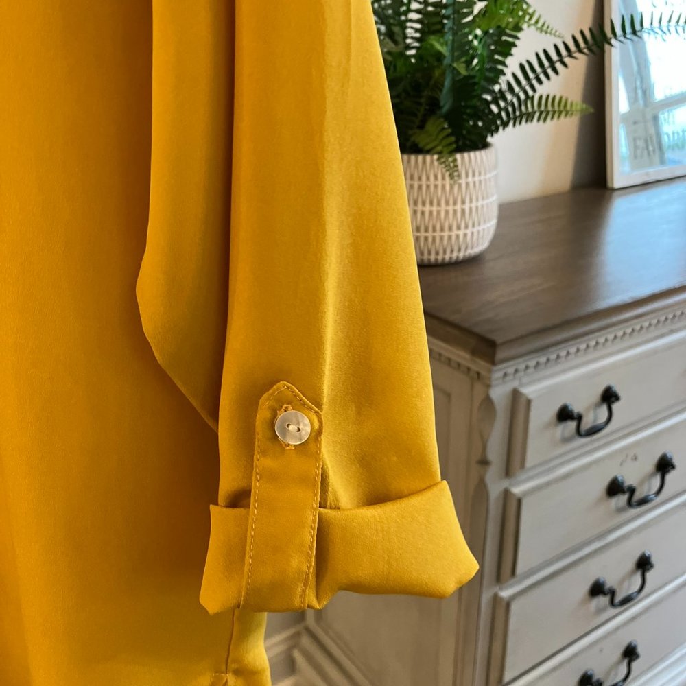 Fun & Flirt Women's 3/4 Sleeve  Blouse, Size Medium, Mustard Yellow - Picture 5 of 6